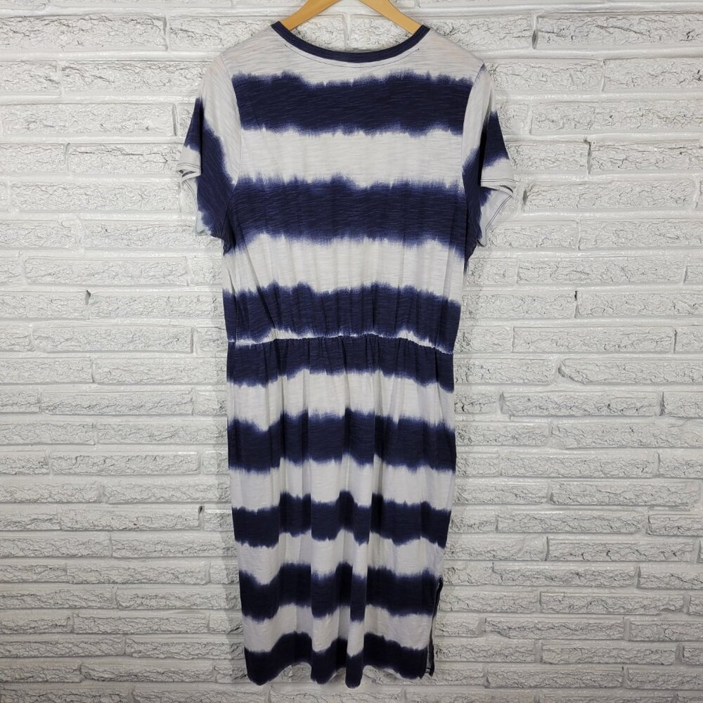 Old Navy Blue White Tie Dye T-Shirt Dress Midi 100% Cotton XL C18E - Picture 6 of 11